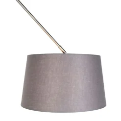 Hanglamp staal met linnen kap donkergrijs 35 cm - Blitz