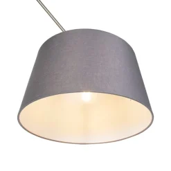 Hanglamp staal met linnen kap donkergrijs 35 cm - Blitz