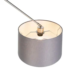 Hanglamp staal met linnen kap donkergrijs 35 cm - Blitz