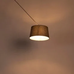 Hanglamp staal met linnen kap donkergrijs 35 cm - Blitz