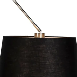 Hanglamp staal met linnen kap zwart 35 cm - Blitz