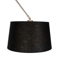 Hanglamp staal met linnen kap zwart 35 cm - Blitz