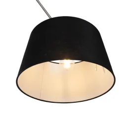 Hanglamp staal met linnen kap zwart 35 cm - Blitz