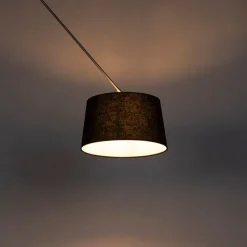 Hanglamp staal met linnen kap zwart 35 cm - Blitz