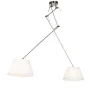 Hanglamp staal met plisse kappen crème 35 cm 2-lichts - Blitz