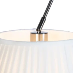 Hanglamp staal met plisse kappen crème 35 cm 2-lichts - Blitz