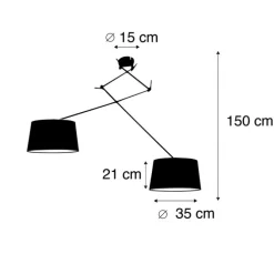 Hanglamp staal met plisse kappen crème 35 cm 2-lichts - Blitz