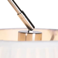 Hanglamp staal met plisse kap crème 35 cm - Blitz