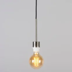 Hanglamp staal met zwarte kabel - Combi 1