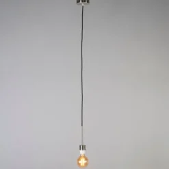 Hanglamp staal met zwarte kabel - Combi 1