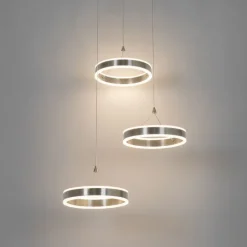 Hanglamp staal rond incl. LED 3-staps dimbaar 3-lichts - Lyani