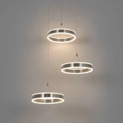 Hanglamp staal rond incl. LED 3-staps dimbaar 3-lichts - Lyani