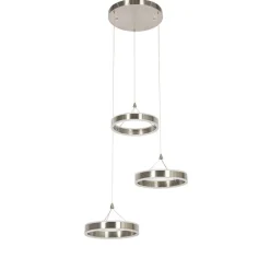 Hanglamp staal rond incl. LED 3-staps dimbaar 3-lichts - Lyani