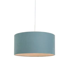 Hanglamp wit met blauwe kap 50 cm - Combi 1