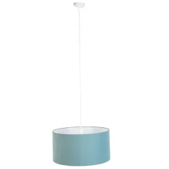 Hanglamp wit met blauwe kap 50 cm - Combi 1