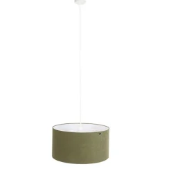 Hanglamp wit met groene kap 50 cm - Combi 1