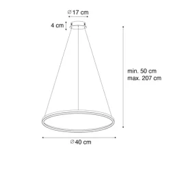 Hanglamp zwart 40cm incl. LED 3-staps dimbaar - Girello