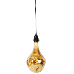 Hanglamp zwart dimbaar incl. LED spiegel goud dimbaar - Cava Luxe