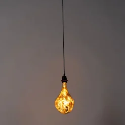 Hanglamp zwart dimbaar incl. LED spiegel goud dimbaar - Cava Luxe