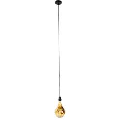 Hanglamp zwart dimbaar incl. LED spiegel goud dimbaar - Cava Luxe