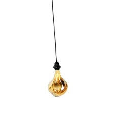 Hanglamp zwart dimbaar incl. LED spiegel goud dimbaar - Cava Luxe
