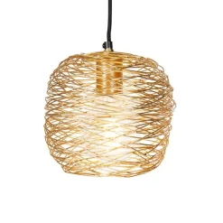 Hanglamp zwart goud en koper rond 3-lichts - Sarella