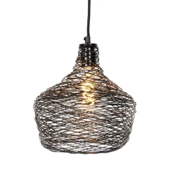Hanglamp zwart goud en koper rond 3-lichts - Sarella