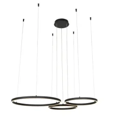 Hanglamp zwart incl. LED 3-staps dimbaar 3-lichts - Anello