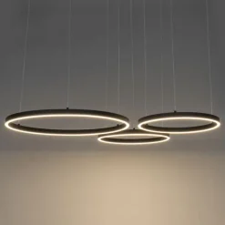 Hanglamp zwart incl. LED 3-staps dimbaar 3-lichts - Anello