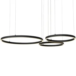 Hanglamp zwart incl. LED 3-staps dimbaar 3-lichts - Anello