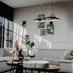 Hanglamp zwart incl. LED 3-staps dimbaar 3-lichts - Rondas