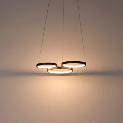 Hanglamp zwart incl. LED 3-staps dimbaar 3-lichts - Rondas