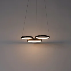 Hanglamp zwart incl. LED 3-staps dimbaar 3-lichts - Rondas