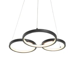 Hanglamp zwart incl. LED 3-staps dimbaar 3-lichts - Rondas