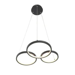 Hanglamp zwart incl. LED 3-staps dimbaar 3-lichts - Rondas