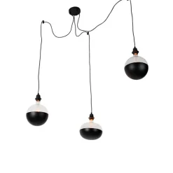 Hanglamp zwart 3-lichts incl. Kopspiegel zwart dimbaar - Cava Luxe