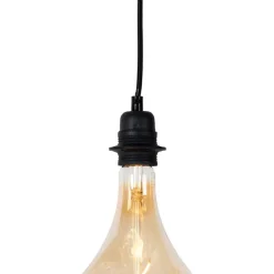 Hanglamp zwart 3-lichts incl. LED goud dimbaar - Cava Luxe