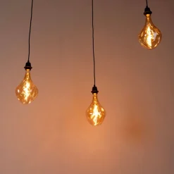 Hanglamp zwart 3-lichts incl. LED goud dimbaar - Cava Luxe