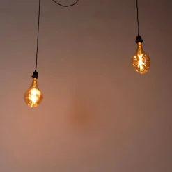 Hanglamp zwart 2-lichts incl. LED goud dimbaar - Cava Luxe