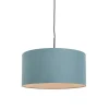 Hanglamp zwart met blauwe kap 50 cm - Combi 1