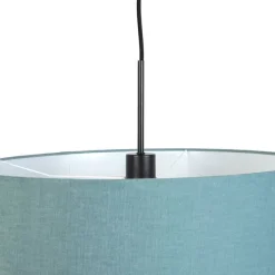 Hanglamp zwart met blauwe kap 50 cm - Combi 1