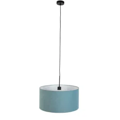Hanglamp zwart met blauwe kap 50 cm - Combi 1