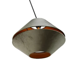 Hanglamp zwart met dubbele velours lampenkap groen met gouden binnenkant - Blitz