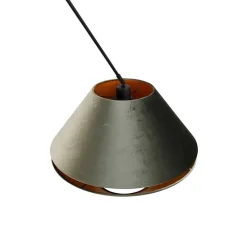 Hanglamp zwart met dubbele velours lampenkap groen met gouden binnenkant - Blitz