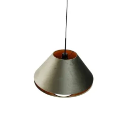 Hanglamp zwart met dubbele velours lampenkap groen met gouden binnenkant - Combi 1