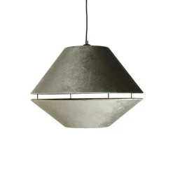 Hanglamp zwart met dubbele velours lampenkap groen met gouden binnenkant 2-lichts - Cava Luxe