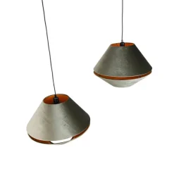 Hanglamp zwart met dubbele velours lampenkap groen met gouden binnenkant 2-lichts - Cava Luxe