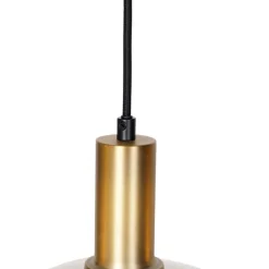 Hanglamp zwart met goud en smoke glas incl. 4 PUCC - Zuzanna