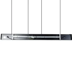 Hanglamp zwart met goud en smoke glas incl. 4 PUCC - Zuzanna