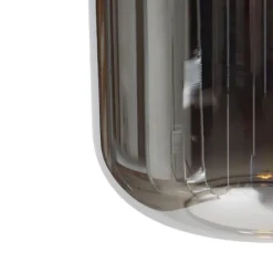 Hanglamp zwart met goud en smoke glas incl. 4 PUCC - Zuzanna